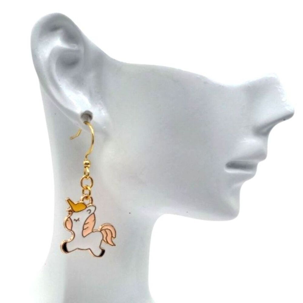Pastel Unicorn Earrings Fashion Jewelry Dangle Earrings Animal Fantasy Horse - Picture 2 of 4